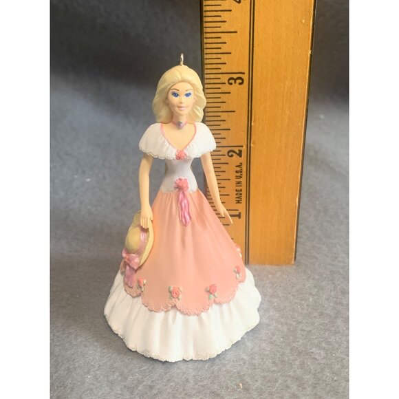 Vintage 1997 Barbie Ornament by Hallmark Springtime in Pink & White Dress 3rd - Picture 7 of 8